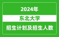 东北大学2024年在江苏的招生计划及招生人数