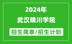 武汉晴川学院2024年高考招生简章及各省招生计划人数